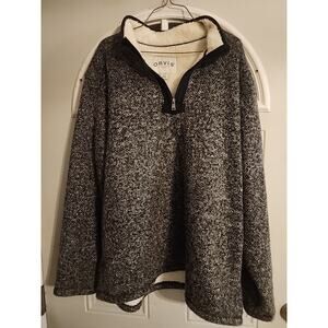 ORVIS Men’s 1/4 Zip Sherpa-Lined Pullover Sweater XXL Grey Nice